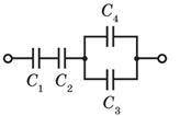 Визначити ємність батареї конденсаторів (див. рисунок), якщо C1=C2=C3=2 мкФ,C4=6 мкФ.