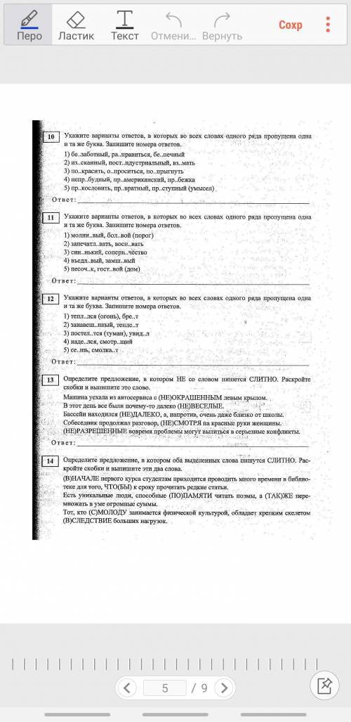 Тест егэ по русскому языку.
