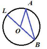 На рисунку точка О – центр кола, ОАВ = 32°. Знайдіть LOA.