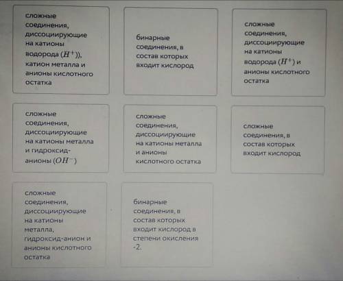 Установите соответствие между понятиями и определениями: 1. Оксиды 2. Кислоты 3. Основания 4. Соли