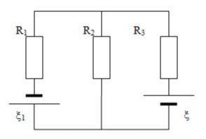 Определить токи через сопротивления R1, R2, R3 схемы на рис., если R1 = 1кОм, R2=2кОм, R3=4кОм, ЭДС