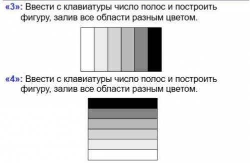 2.Ввести с клавиатуры число полос и построить фигуру, залив все области разным цветом3.Ввести с кла