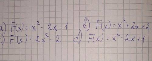 Для функции f(x)=2x-2 найдите первообразную F, график которой проходит через точку A(2;1)варианты о