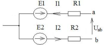 На рисунку показана частина розгалуженого кола постійного струму. Задано І1=3А, І2=2,4А, Е1=70В,