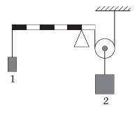Точка опоры делит рычаг в соотношении 1:5. Какая масса 2 груза, если рычаг в равновесии? Масса перв