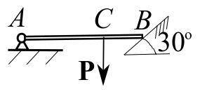 Тело находится в равновесии под действием трех сил, одна из которых известная внешняя нагрузка P, д