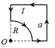 По контуру, представленному на рисунке, течет ток I=10 А. Найти величину и направление индукции маг