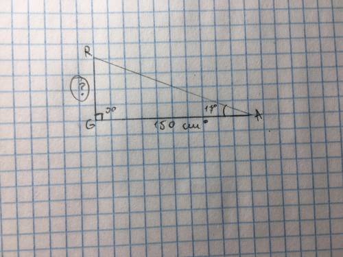 Итак, имеется прямоугольный треугольник AG=150sm Угол A=17 градусам Угол G=90 градусам Найти сто