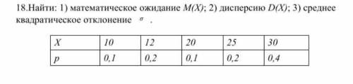 Найти: 1) математическое ожидание M(X); 2) дисперсию D(X); 3) среднее квадратическое от