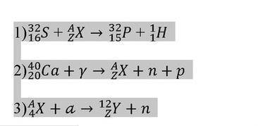 Воспользовавшись таблицей Менделеева, найдите неизвестные символы X, Y,Z,A и допиши