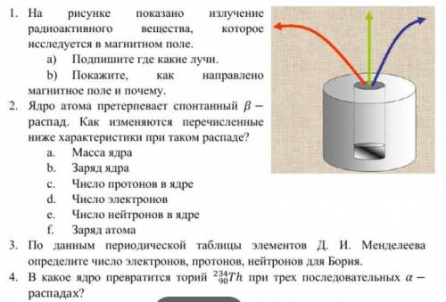 Тест очень надо. На рисунке показано излучение радиоактивного вещества, кото