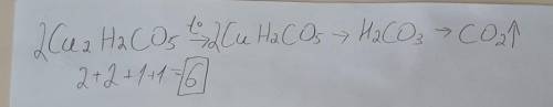 Складіть рівняння реакції розкладу мінералу малахіту Cu2H2CO5 , якщо відомо, що в цьому випадку утво