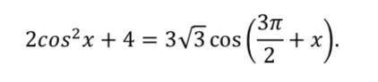 Решите уравнение: 2cos^2x + 4 = 3√3cos ((3п/2)+x)