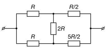 Определите эквивалентное сопротивление участка схемы, изображенной на рисунке, если известно, что R
