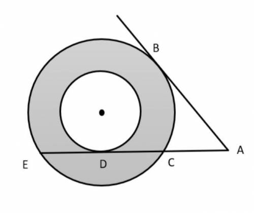 Точка O является центром круга. D - касательная точка. Найдите заштрихованную область, если АВ = 4,