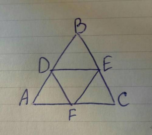 З чотирьох рівних правильних трикутників склали трикутник зображений на рисунку. Обчісліть площу тр