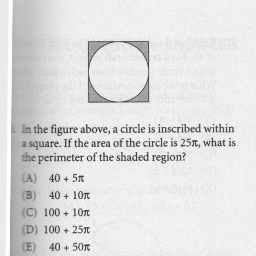 Круг вписан в квадрат. Площадь круга 25п, какой периметр заштрихованного места