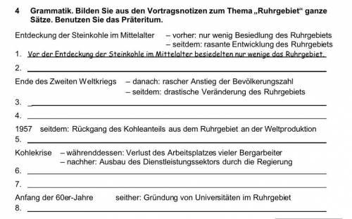 Grammatik . Benutzen Sie das Präteritum