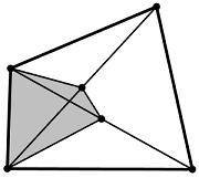 В четырёхугольнике отметили середины диагоналей. Найдите площадь серого четырёхугольника, если площ