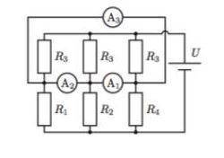 Электрическая цепь состоит из батарейки, шести резисторов, сопротивления которых 1=1 кОм, 2 = 2 кОм,