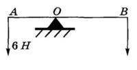 На тонкий невесомый рычаг, действуют силы так, как показано на рисунке. Расстояние от точки опоры до