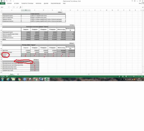 Как рассчитать налоги итого и статистические данные?