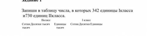 Запиши в таблицу числа в которых 342 единицы 1 класса и 730 2класса