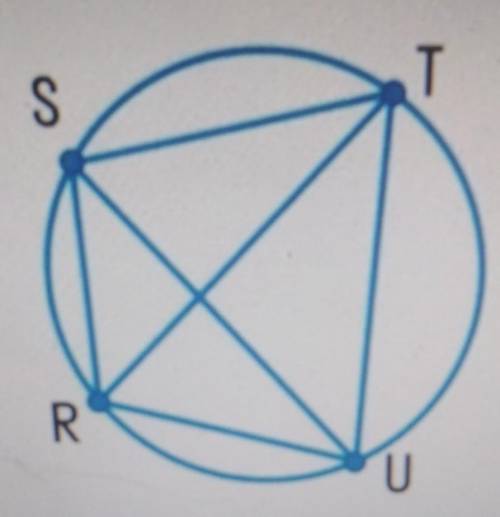 Четырёхугольник URST вписан в окружность, RUS = 32°, SRT45°. Найди RUT . ответ дай в градусах.​