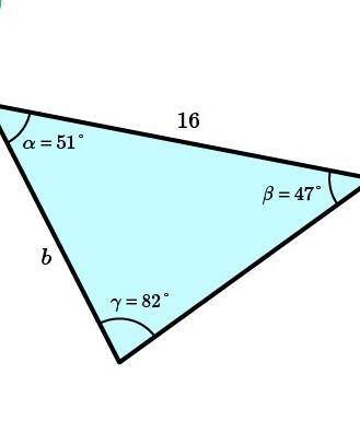 Дан треугольник. По данным на рисунке дополни формулу для нахождения стороны b.​