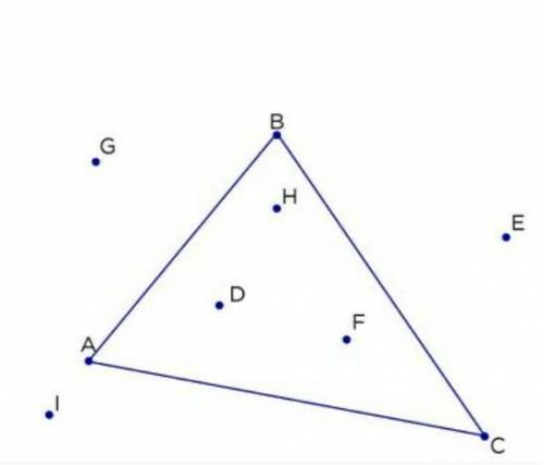 Какие точки лежат внутри треугольнека?​