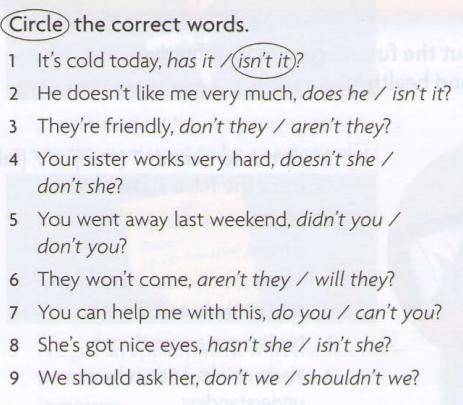 Circle the correct words.