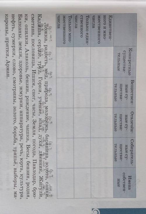 Запишите существительные в таблицу Сущестельные каких разрядов имеют форму только единственного или