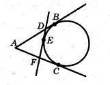 Прямі AB, AC i DF дотикаються до кола у точках В, С, Е відповідно. Знайдіть відрізок АВ, якщо периме