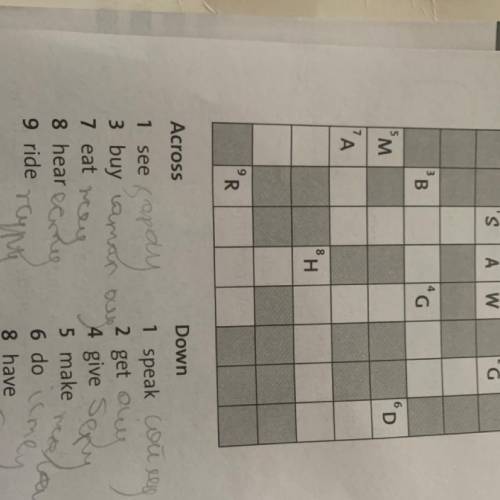 1 * Complete the crossword with the past simple form of the verbs.