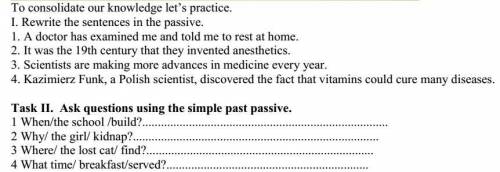 Ask questions usung the simple past passive.