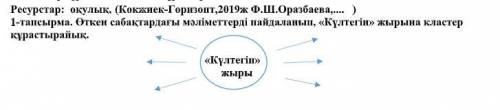 1-тапсырма. Өткен сабақтардағы мәліметтерді пайдаланып, «Күлтегін» жырына кластер құрастырайық.