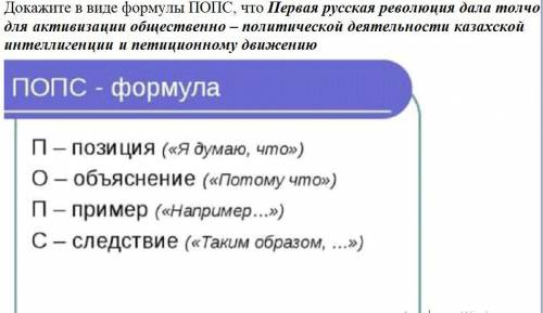 Докажите в виде формулы ПОПС, что Первая русская революция дала толчок для активизации общественно –