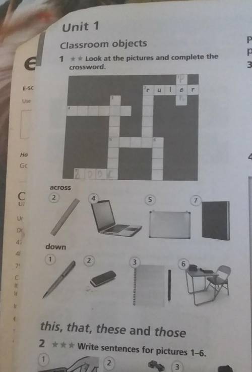 Classroom objects 1 *Look at the pictures and complete thecrossword.22rP1enr3 Класс​