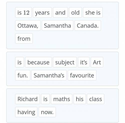 Read the text, put the sentences in the correct order. 1) Hi! My name is Samantha and I'm 12 years o