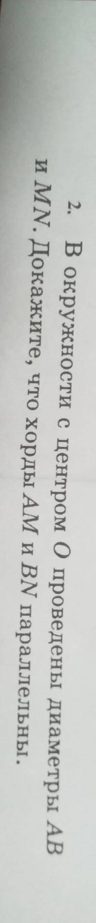 В окружности с центром О проведены диаметры ABи ММ. Докажите, что хорды AM и BN параллельны.​