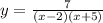 y = \frac{7}{(x - 2)(x + 5)}