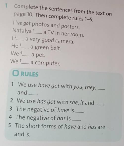 1 Complete the sentences from the text on page 10. Then complete rules 1–5. I've got photos and post
