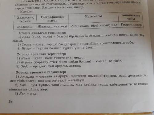 3 - тапсырма. Оқулық картасы мен Атластан Ғ. Қоңқашбаевтың сөздігінен алынған халықтық географиялық