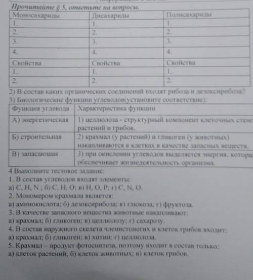 Моносахариды информацию в клетке.Прочитайте $ 5, ответьте на вопросы.ДисахаридыПолисахариды1.1.1.2.2