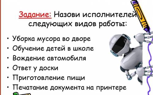 Назови истолнителей следущих видов работы 9 класс​