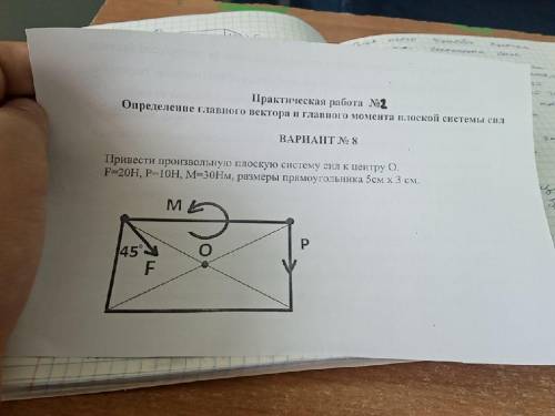 Практическая работа № Определение главного вектора и главного момента плоской системы сил вариант №