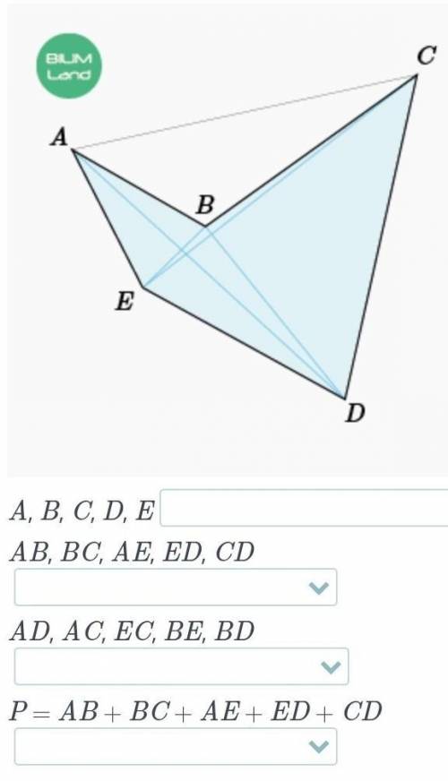 Назови элементы многоугольника ABCDE по рисунку