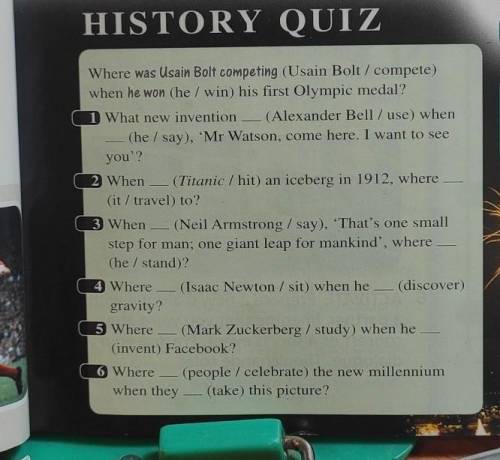 3 1.08 Complete the questions in the History quiz with a past simple and apast continuous form. Then