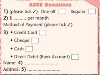 p.11 ex 6. Look at the form. You will hear a dialogue about donating money to the ASCE Foundation. L