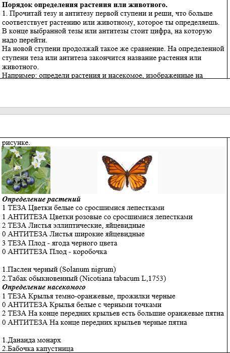 1. Прочитай тезу и антитезу первой ступени и реши, что больше соответствует растению или животному,